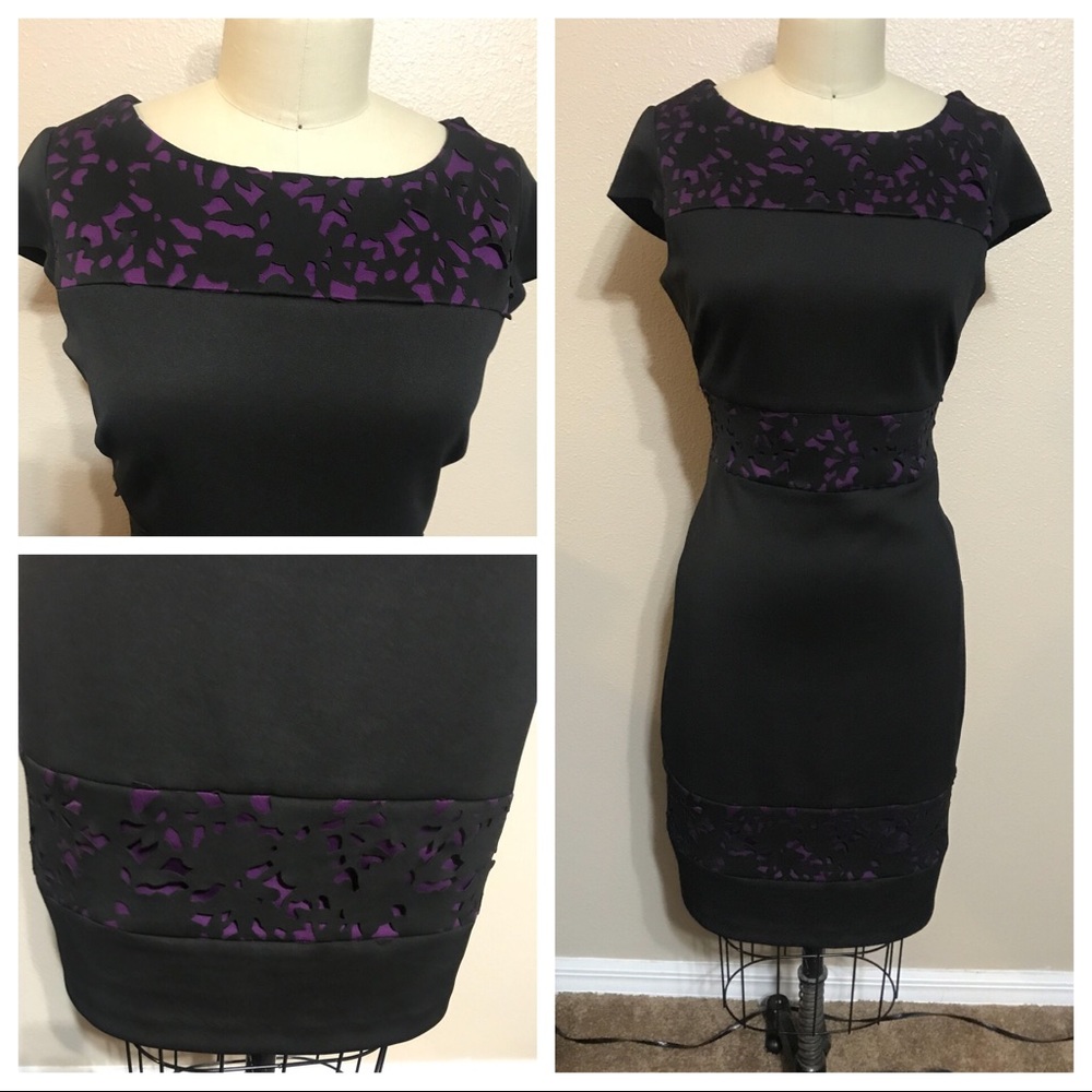 Black and purple laser cut dress
